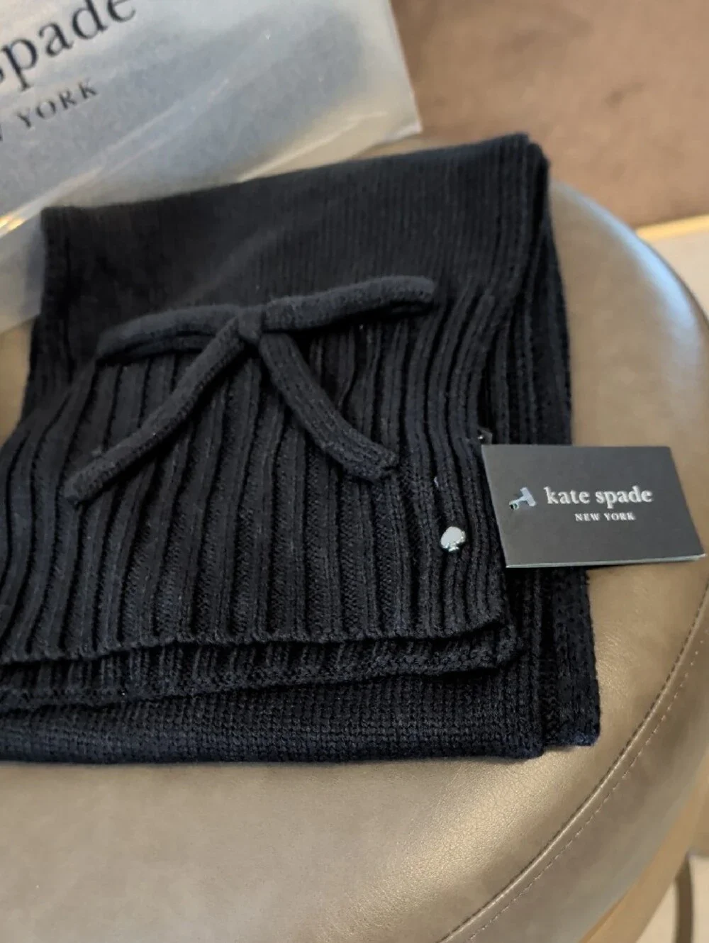 kate spade new york® Brrr Beanie & Ribbed Bow Scarf Includes Kate Spade Gift Box